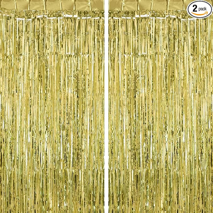 2 Pack Light Green Fringe Curtains Foil Shiny Fringe Backdrop Tinsel Door by TOTAFAM