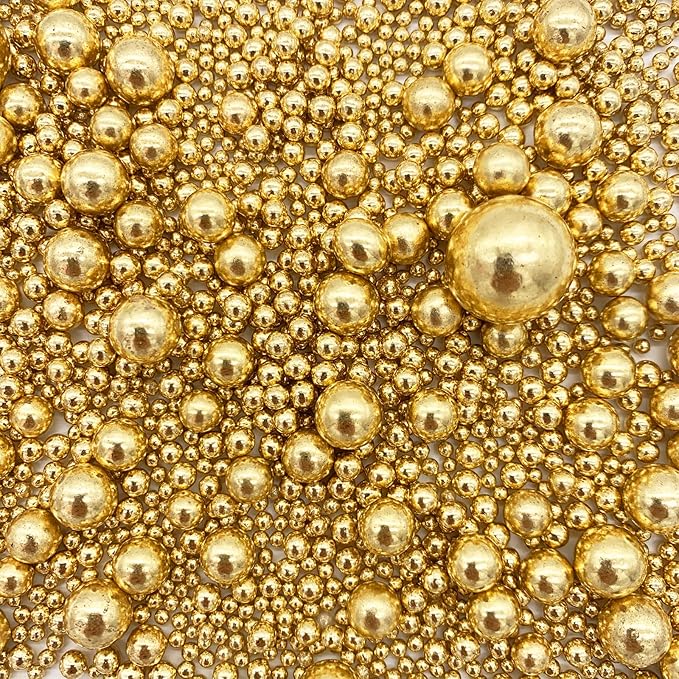 Weraru Edible Bright Gold Pearl Sugar Sprinkles Candy Mixing Size Baking Edible by Weraru