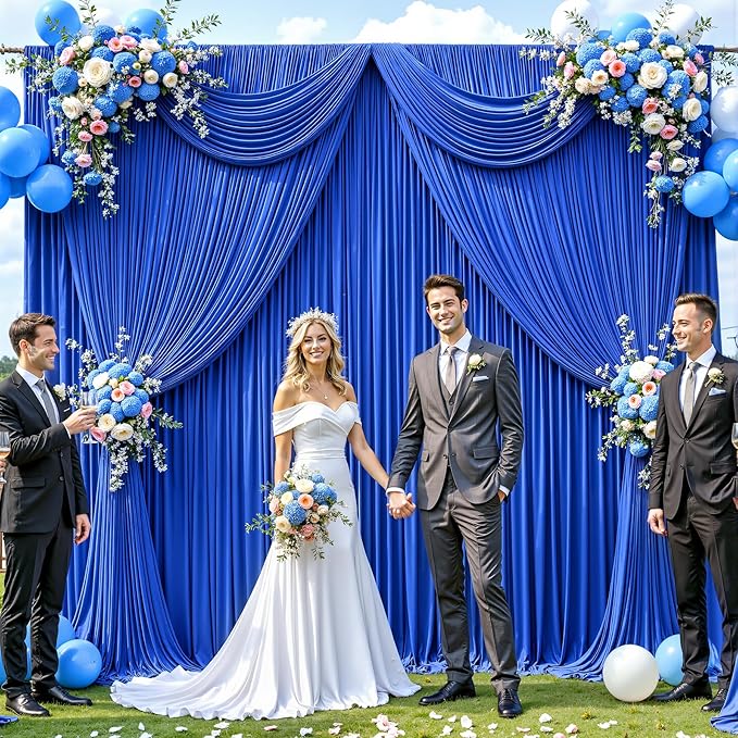 40ft x 12ft Royal Blue Backdrop Curtains Wrinkle Free Backdrop Curtain - Image 2