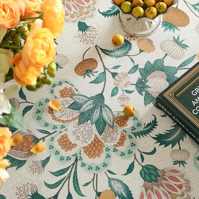 patdrea Designer Small Vintage Green Round Table Cloth, French Floral Country - Image 3