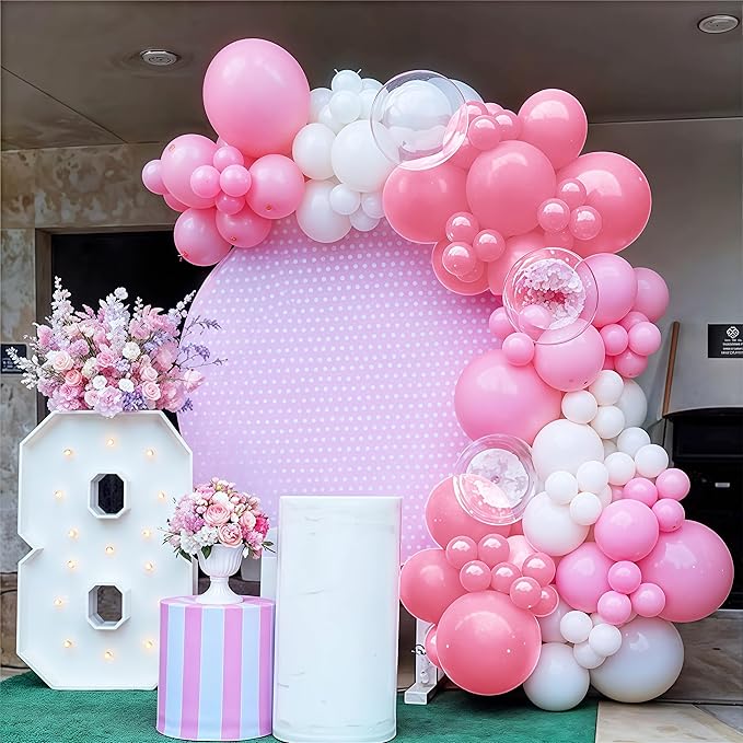 Pink and White Balloons, Baby Pink Latex Balloon - Image 3