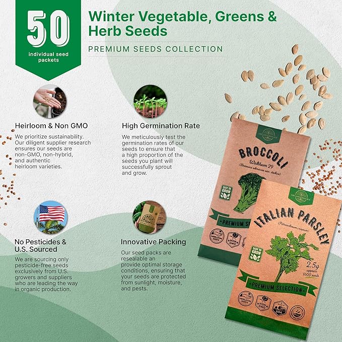 50 Winter Vegetable Garden Seeds Variety Pack - Image 7