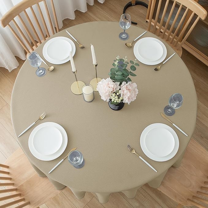 Biscaynebay 2 Pack Textured Fabric Round Tablecloths 60'' - Image 7