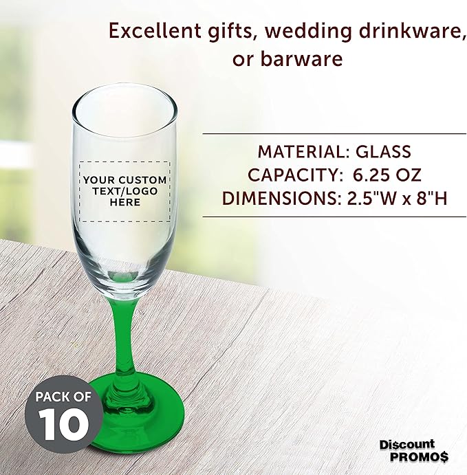 DISCOUNT PROMOS Custom Premiere Champagne Flutes 6.25 oz. Set of 10, - Image 4