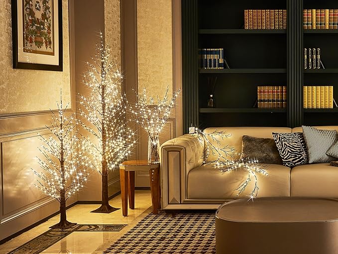 Hairui Lighted Willow Branches Silver Glittered 32IN 120 LED Fairy Lights - Image 7