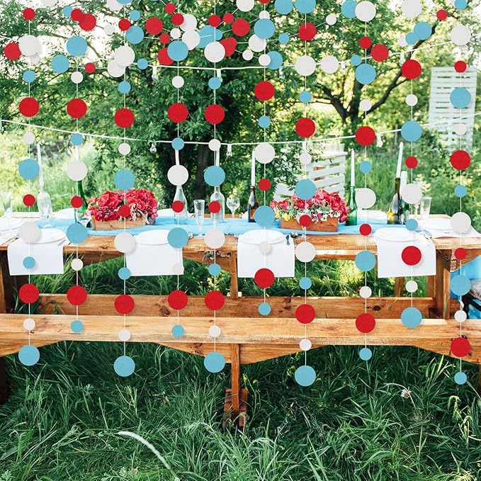 Outus 5 Pieces Colorful Dots Paper Garland Round Glitter Garland Hanging - Image 6