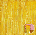 CANREVEL 2 Pack 3.3x8.2 Feet Laser Gold Foil Fringe Backdrop Curtains, Tinsel by CANREVEL