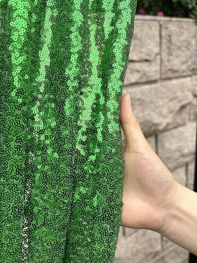 Green Sequin Backdrop Curtains 1 Panel 10FTx10FT Glitter Green Photo Backdrop - Image 5