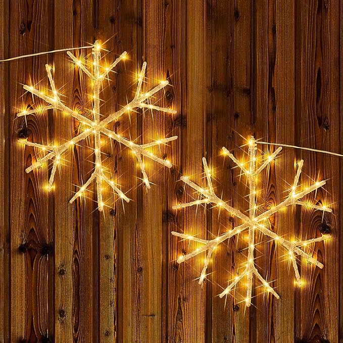 Fudios Lighted Snowflake LED Warm White Battery Operated - Image 5