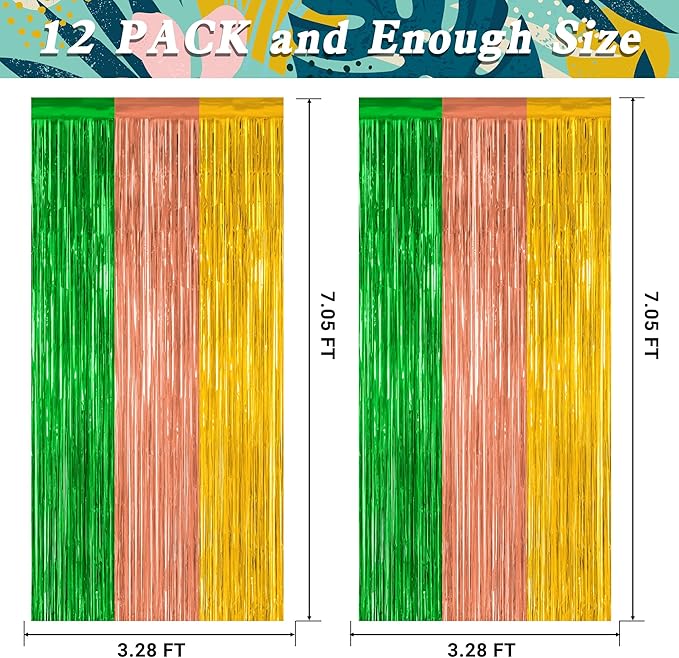12 Pack Hawaiian Party Decorations, 3.28 FT x 7.05 FT Luau Party Decorations - Image 2