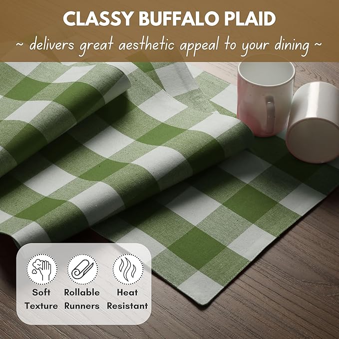 Native Fab Table Runner Buffalo Check Plaid 100% Cotton - Image 6