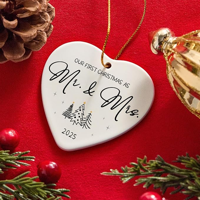 Wedding Gifts for Couples 2025, First Christmas Married Ornament 2025 Mr and - Image 4