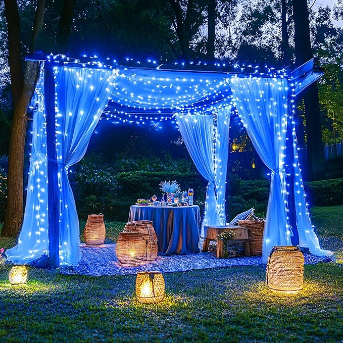 JMEXSUSS 2 Pack Blue Solar Christmas Lights: 100 LED 33ft Blue Solar Lights - Image 6