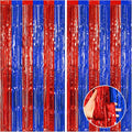 CANREVEL 2 Pack 3.3x8.2 Feet Blue and Red Foil Fringe Backdrop Curtains by CANREVEL