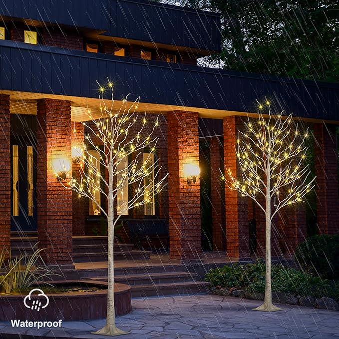 LIGHTSHARE 8 Feet 132L LED Birch Tree Lights, Warm White, - Image 3