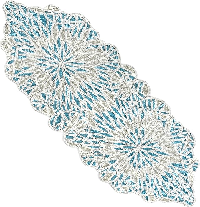 Handcrafted Beaded Table Runner – Elegant, Stain-Resistant Glass Bead & by CLEENTABLE