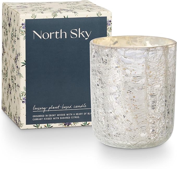 ILLUME Small Boxed Crackle Glass Candle, North Sky - Image 7