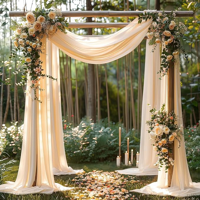Champagne Wedding Arch Draping Fabric 3 Panels 30'' x 20FT Champagne Drapes by PartyTalk