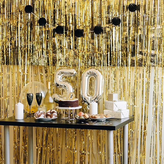 QRabbit 4 Pack Foil Fringe Curtains, Backdrop Curtain - Image 7
