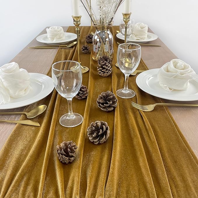 Velvet Table Runner, 10ft Luxurious Wedding Reception Decorations Soft Velvet - Image 2