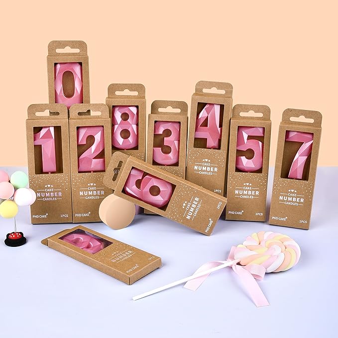 PHD CAKE 2.76 Inch Crystal Pink 7 Number Birthday Candles, Cake Number Candles - Image 5