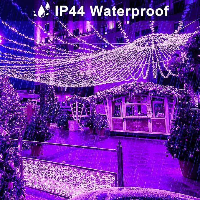JMEXSUSS 91.5ft 250 LED Purple String Lights Indoor, Connectable 8 Modes Purple - Image 6