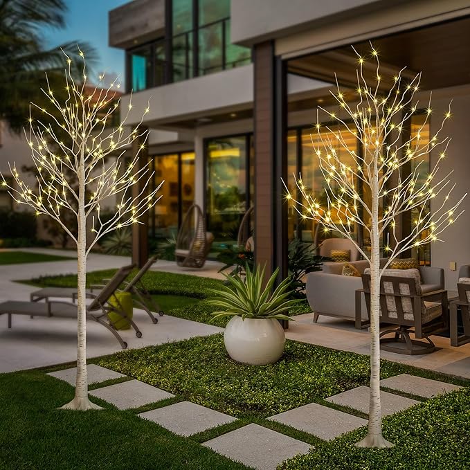 LIGHTSHARE 8 Feet 132L LED Birch Tree Lights, Warm White, - Image 9