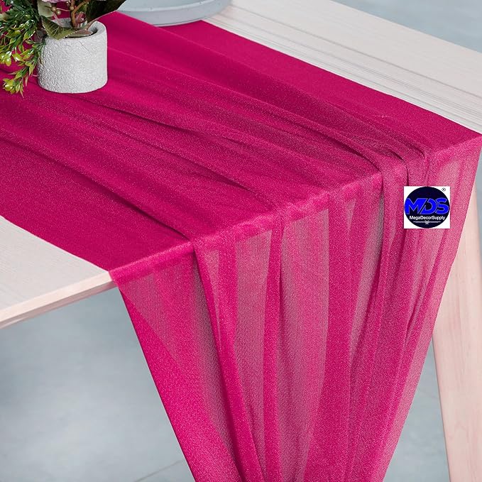 MDS 2 Pack 14ft Chiffon Table Runner 29 x 170 Inches Sheer Wedding Runner - Image 3