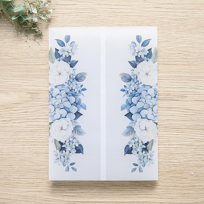PONATIA 50PCS Vellum Jackets for 5x7 Invitation Cards- 135GSM Dusty Blue - Image 5