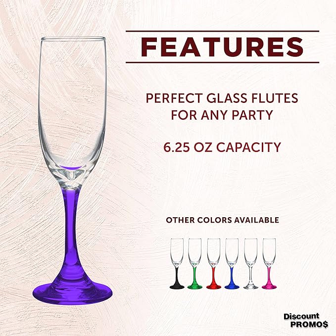 DISCOUNT PROMOS Premiere Champagne Flutes 6.25 oz. Set of 10, Bulk Pack - Image 2