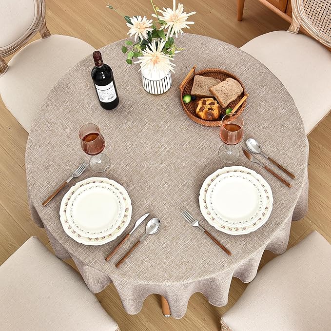 Fitable Faux Linen Round Tablecloths 60 Inches - Image 3