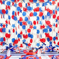 173Ft Navy Blue Red and White Party Decorations Big Star Circle Dots Backdrop by pinkblume