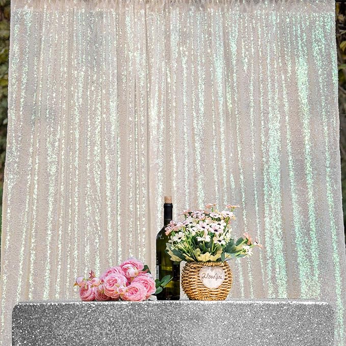 Iridescent Sequin Backdrop Curtains 4 Panels 2FTx8FT Wedding Photo Backdrop - Image 7