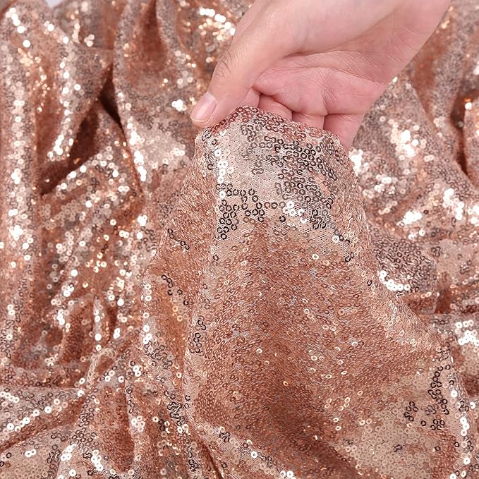 Eternal Beauty Rose Gold Sequin Backdrop Curtains, Shimmer Back Drop - Image 9