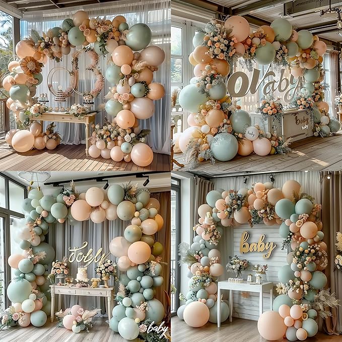 Pink and Dusty Green Balloons, - Image 6
