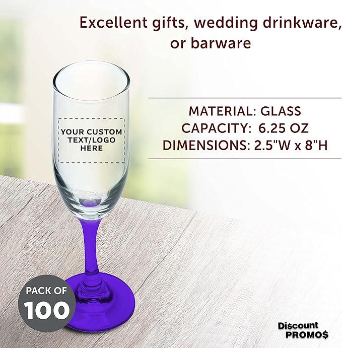 DISCOUNT PROMOS Custom Premiere Champagne Flutes 6.25 oz. Set of 100, - Image 4