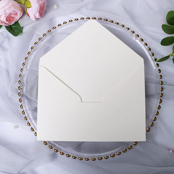 PONATIA 50 PCS/Pack 80lb Thick A7 Envelopes, 5.27 x 7.48'' Sparkle Ivory Heavy - Image 3