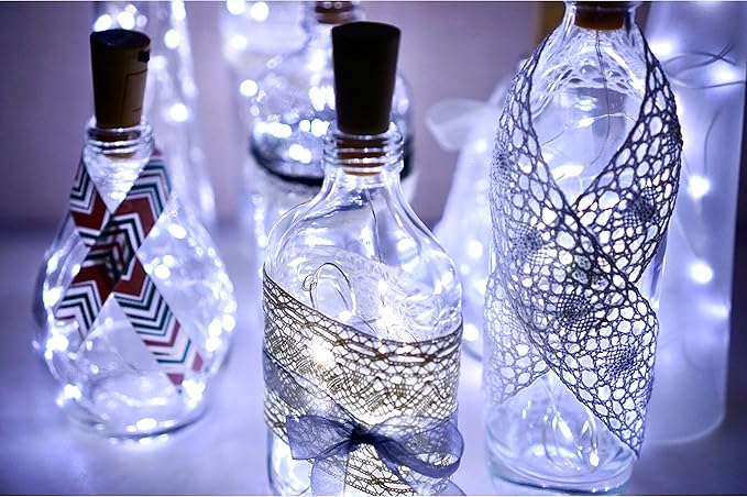 8 Pack 20 LED Wine Bottle Cork Lights, Fairy Mini String Lights Copper Wire - Image 5