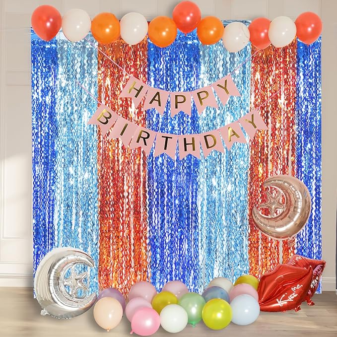 3 Pack Wavy Blue Dog Tinsel Backdrop Party Decorations - Image 4