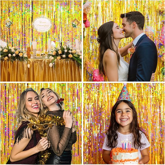 4 Packs Gold Foil Fringe Curtain, Baby Shower, Bachelorette, Graduation - Image 4