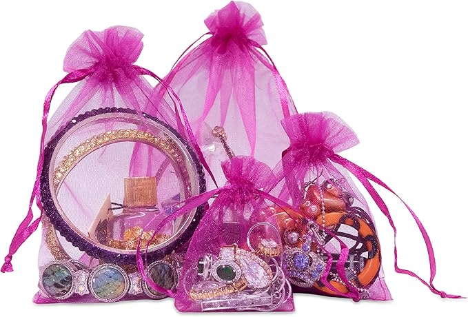 TheDisplayGuys 48-Pack 6x8 Hot Pink Sheer Organza Gift Bags - Image 4