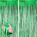 2 Pack Green Foil Fringe Backdrop Curtains, Tinsel Streamers Birthday Party by Voircoloria