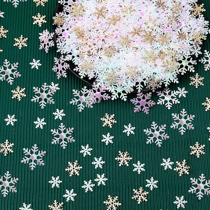 MARFOREVER Snowflake Confetti Decorations, Christmas Snowflake Glitter Confetti by MARFOREVER