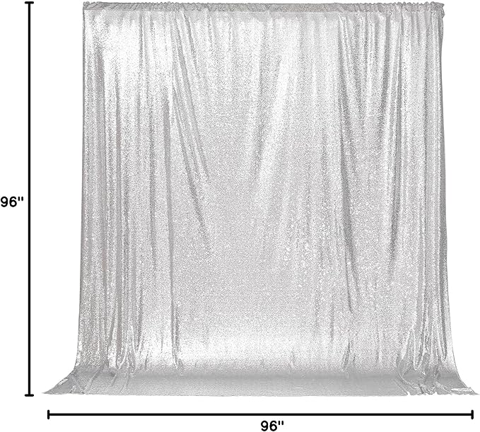 PartyDelight Silver 8FT X 8FT Sparkly Sequin Backdrop Curtains - Image 7
