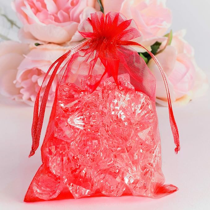 Super Z Outlet 100 Pack 5x7 Inch Mini Sheer Drawstring Organza Transparent Bags - Image 2