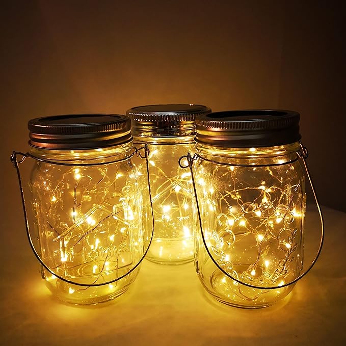 Solar Mason Jar Lights, 4 Pack 30 Led Starry Fairy String Hanging Jar Lights - Image 7