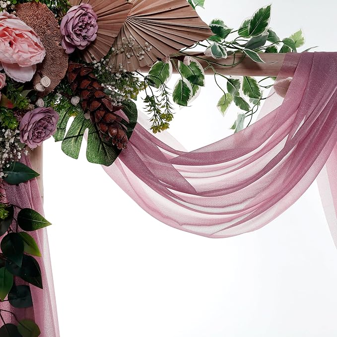 VDS Pack of 1 Panel Wedding Arch Draping Fabric Sheer Chiffon Fabric Drapery - Image 3