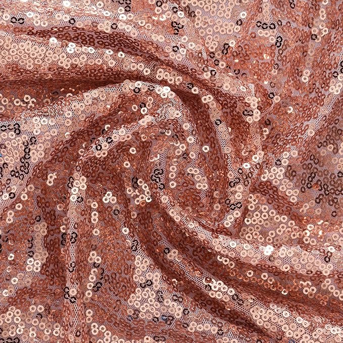 Rose Gold Sequin Backdrop Curtains Glitter Drapes 2FTx8FT 4 Panels - Image 6