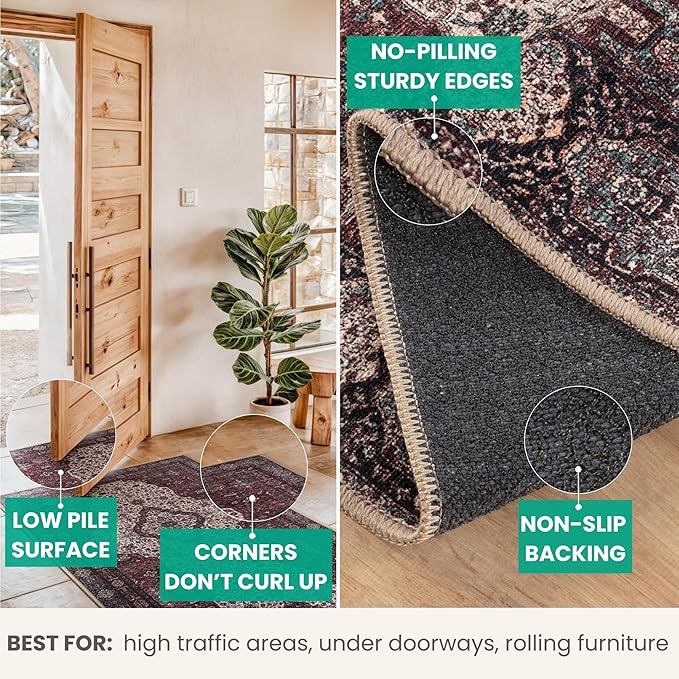 Bloom Rugs Washable Non-Slip 7 ft Runner - Image 4