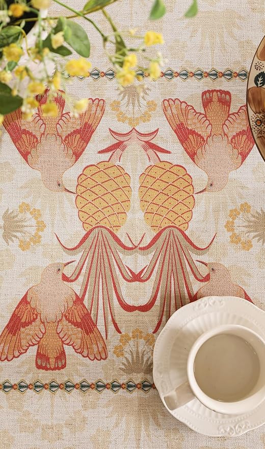 patdrea Designer Rectangle Linen Table Cloth, Vintage Anti-Wrinkle Durable - Image 6